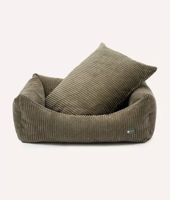 Grünes Cord-Hundebett | Snozy