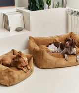Senffarbenes Cord-Hundebett | Snozy
