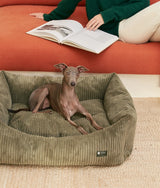 Grünes Cord-Hundebett | Snozy