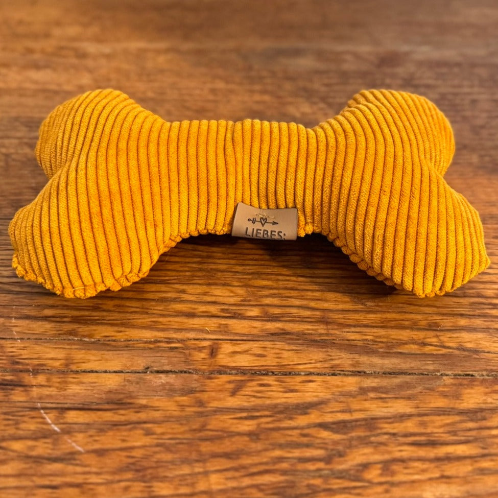 Hundespielzeug | Knochen | gelb | oker | Cord Stoff | Premium |  LIEBESFELL